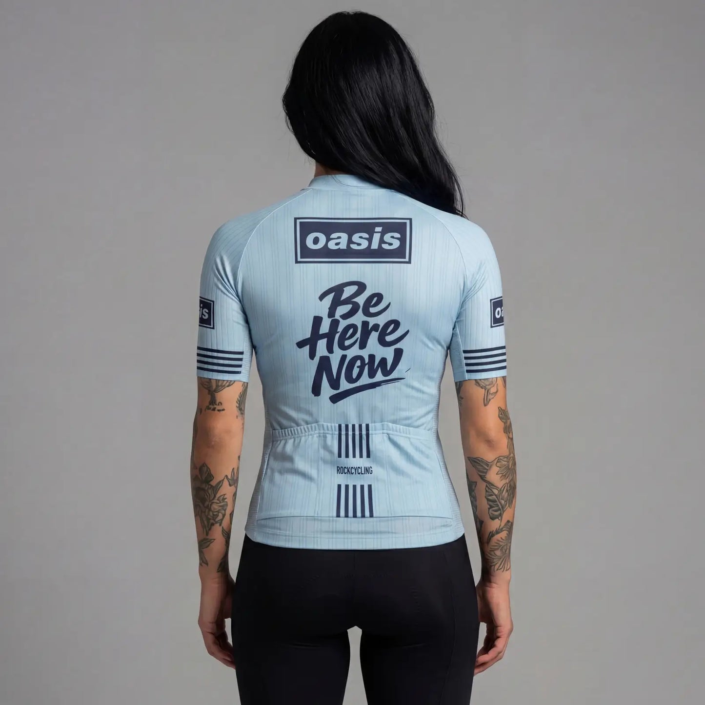 Jersey-Ciclismo-Mujer-Manga Corta Azul Oasis-Modelo-B2