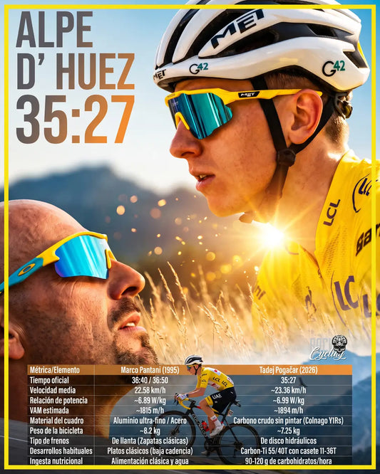 Pogačar destroza el récord de Pantani: 35'27" en el Alpe d'Huez — Historia pura en el Tour 2026