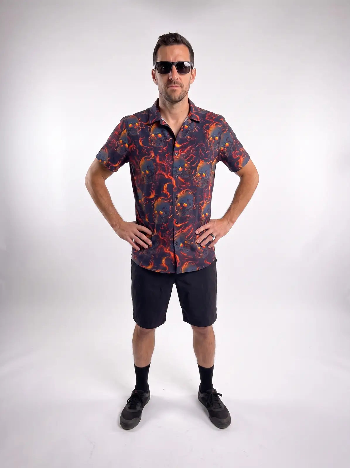 Camisa Gravel Resort Skulls - Vista en montaña con bicicleta