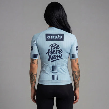 Jersey-Ciclismo-Mujer-Manga Corta Azul Oasis-Modelo-B2