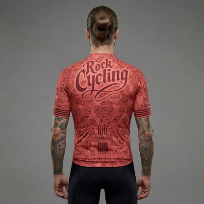 Jersey-Ciclismo hombre Manga Corta Pink RockCycling-B1
